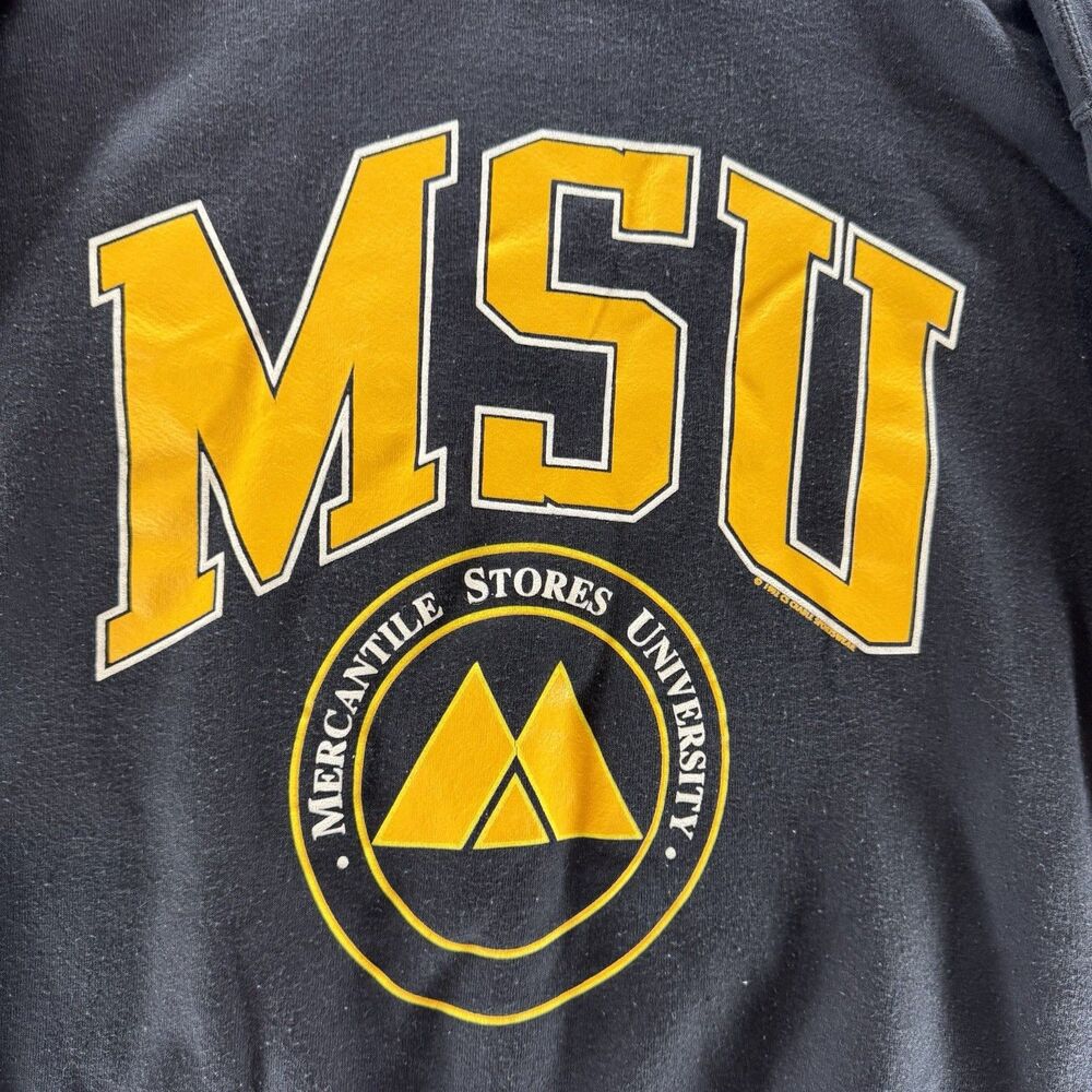 Vintage 90s MSU Sweatshirt Mens L Crew‎ Neck Mercantile Stories University USA - Picture 2 of 10